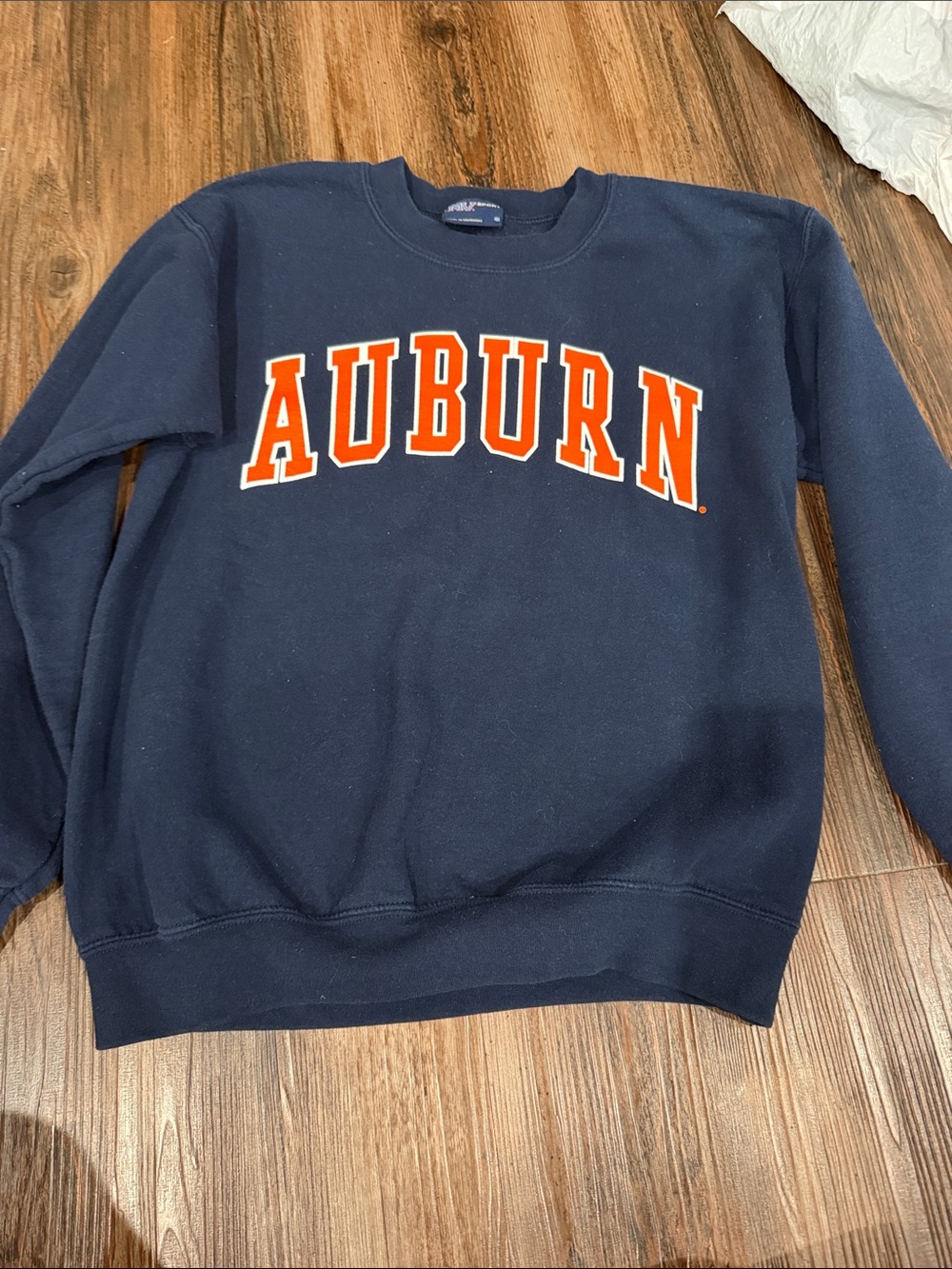 MV Sport Navy Crewneck Sweatshirt with Orange Auburn Logo